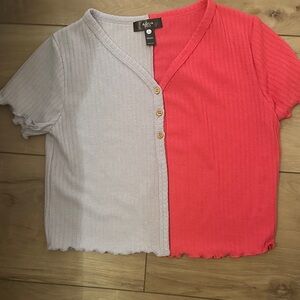 Aqua Kids' Pink and Gray Button Down Shirt